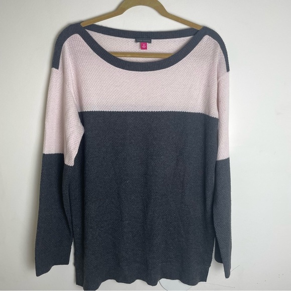 Vince Camuto Color Block Crew Neck Long Sleeve Top - Picture 1 of 8